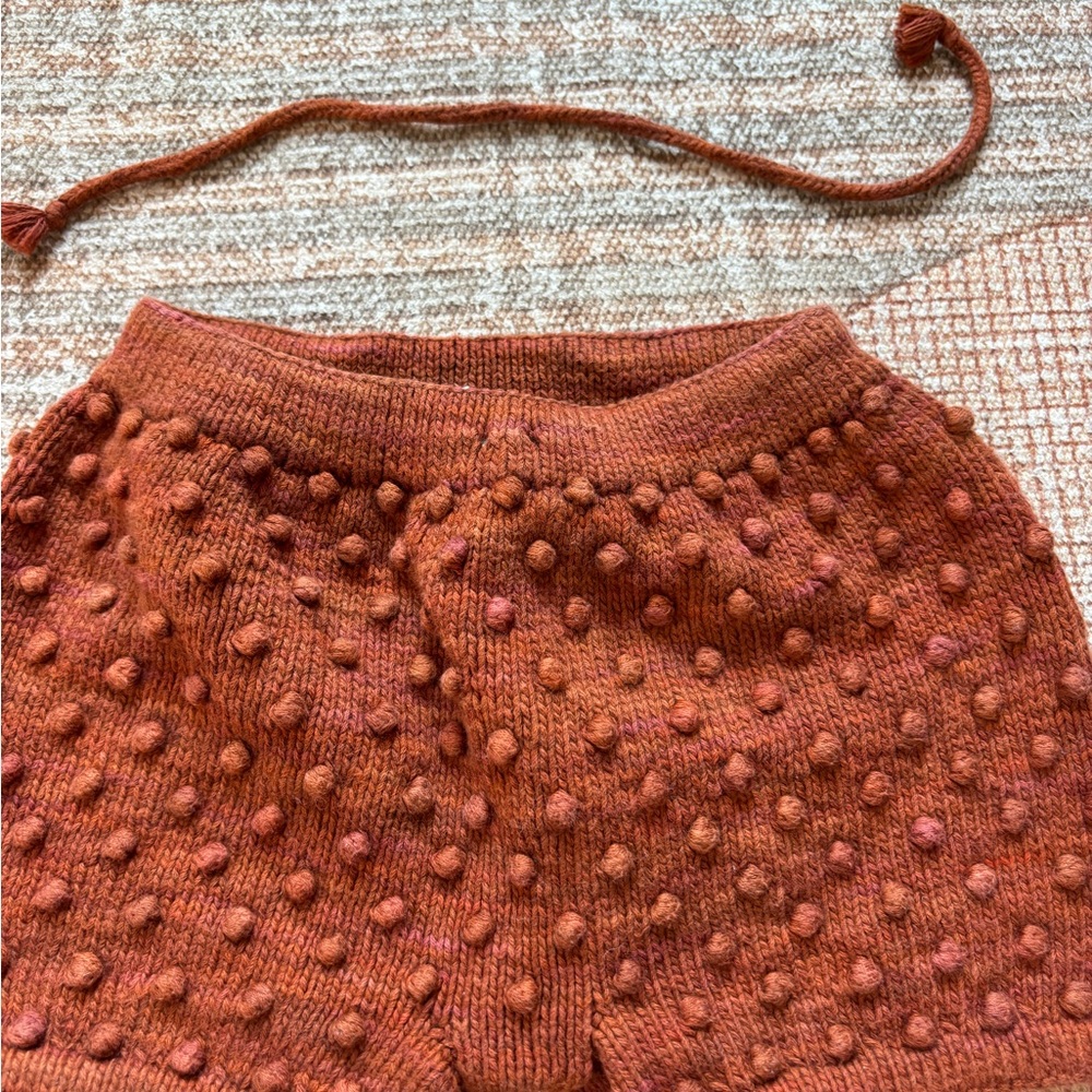 Misha And Puff Rust popcorn knit shorts